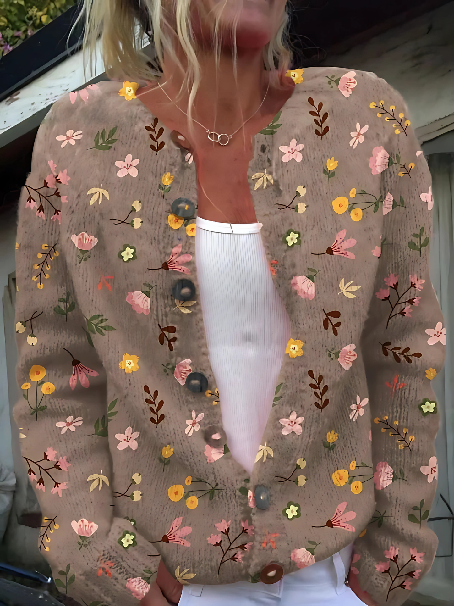 Women's Knit Cardigan  | Floral Pattern 3