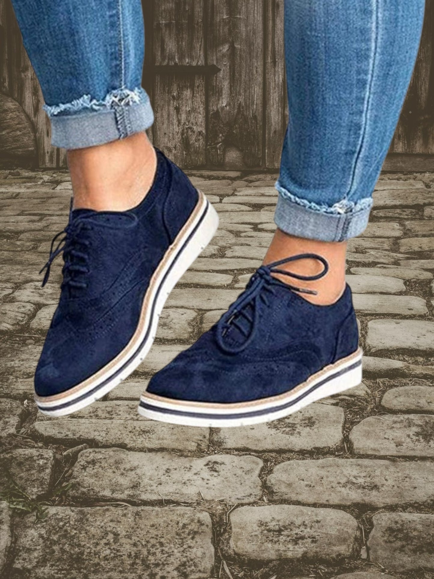 Women's Lace-Up Flat Shoe with Comfortable Sole | Blue