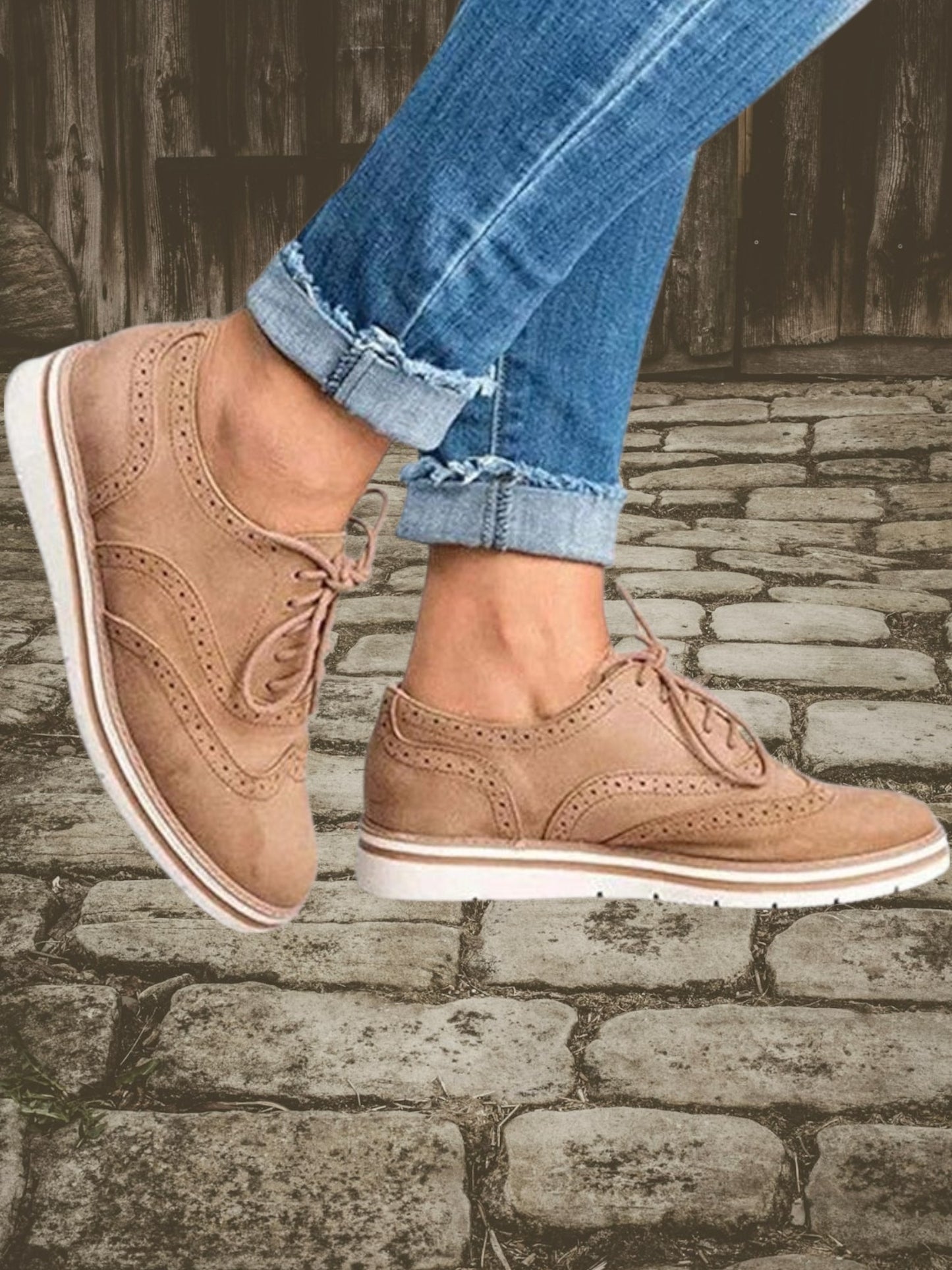 Women's Lace-Up Flat Shoe with Comfortable Sole | Khaki