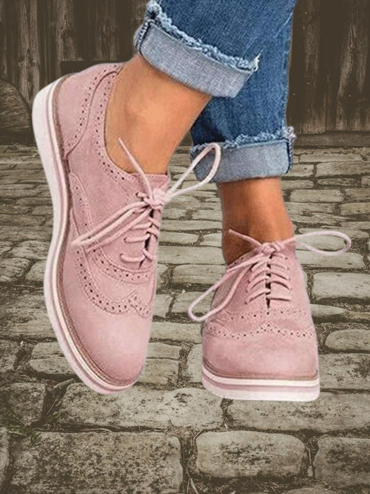 Women's Lace-Up Flat Shoe with Comfortable Sole | Pink