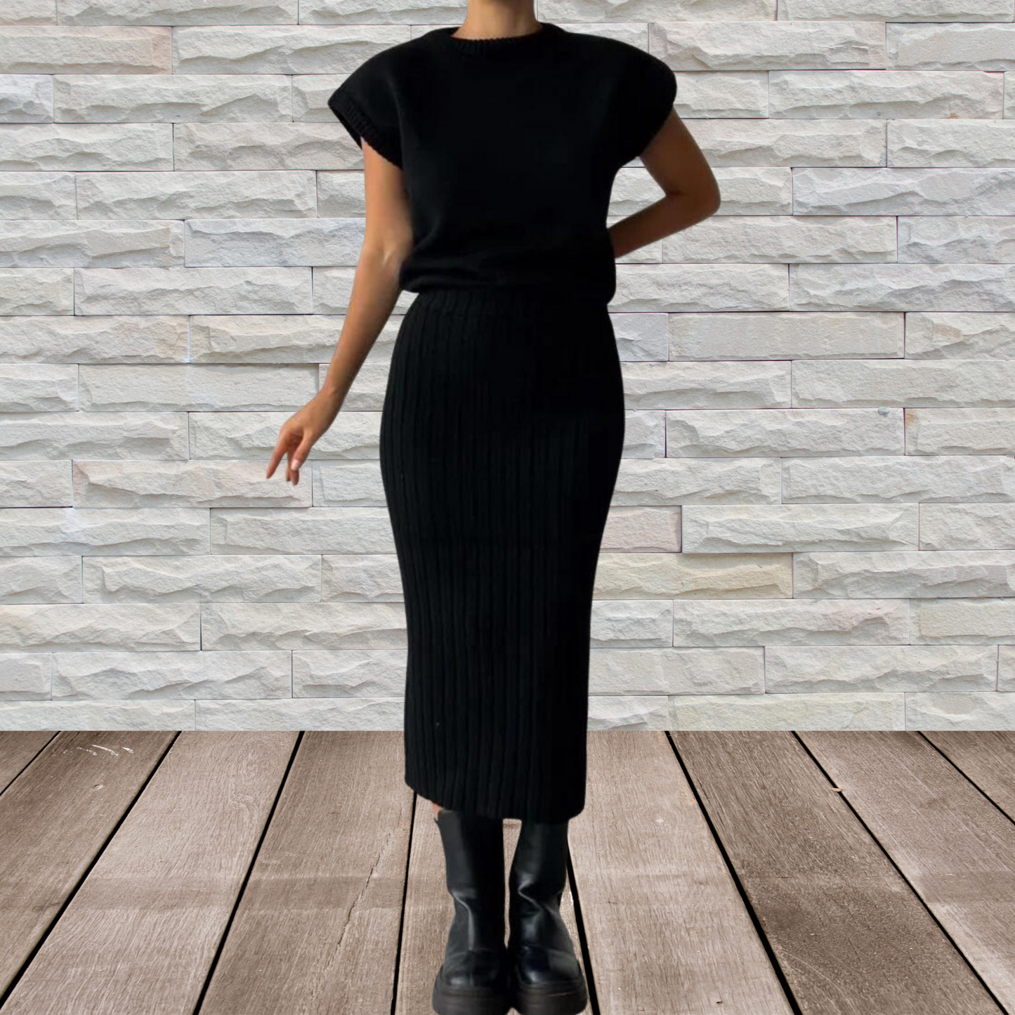 Women's Loungewear Set - Soft Sleeveless Top and Skirt for Comfort | Black