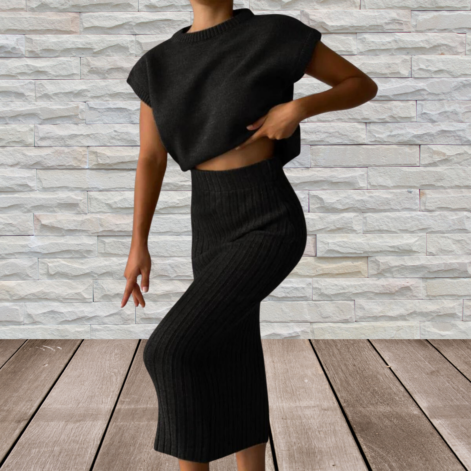 Women's Loungewear Set - Soft Sleeveless Top and Skirt for Comfort | Black 2