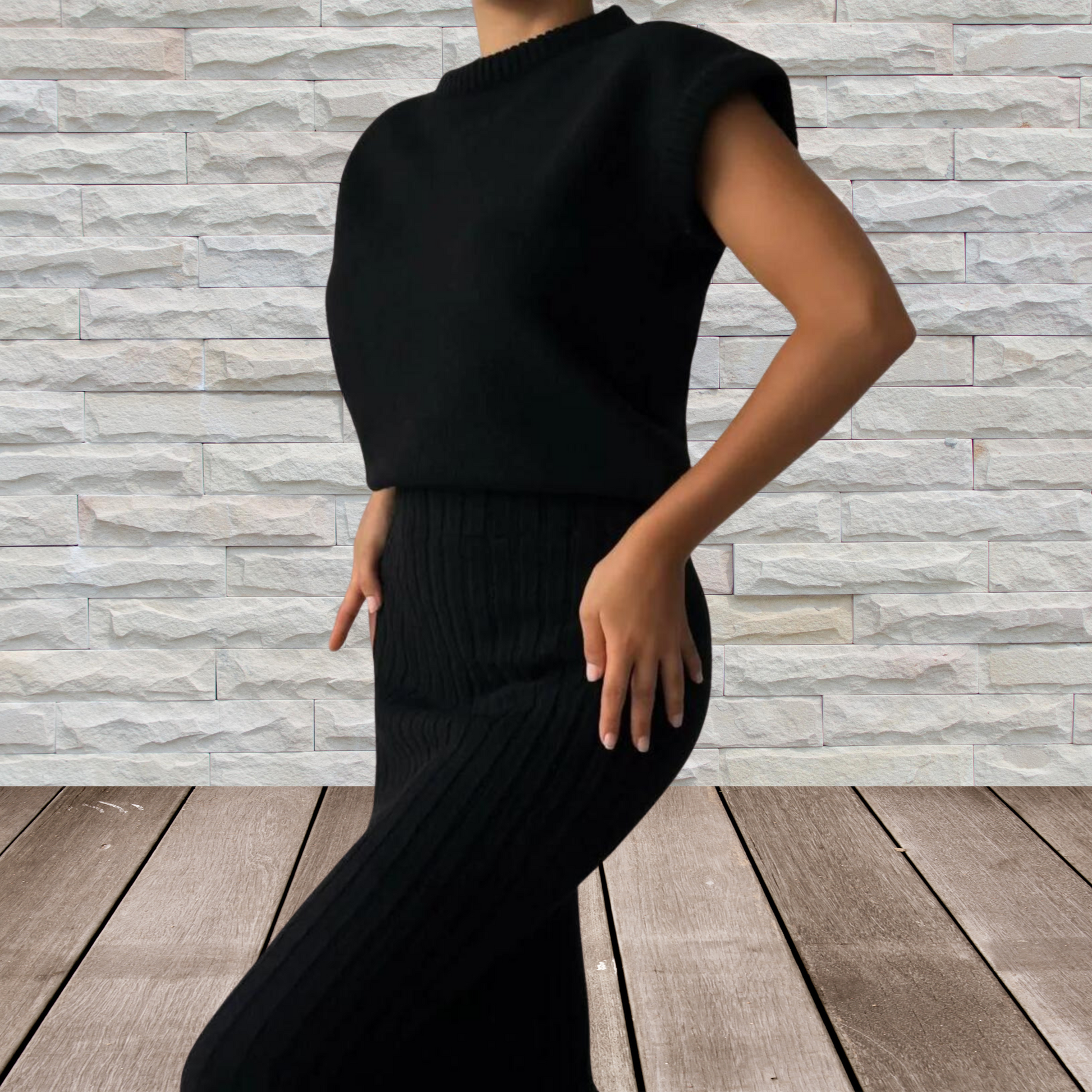 Women's Loungewear Set - Soft Sleeveless Top and Skirt for Comfort | Black 3