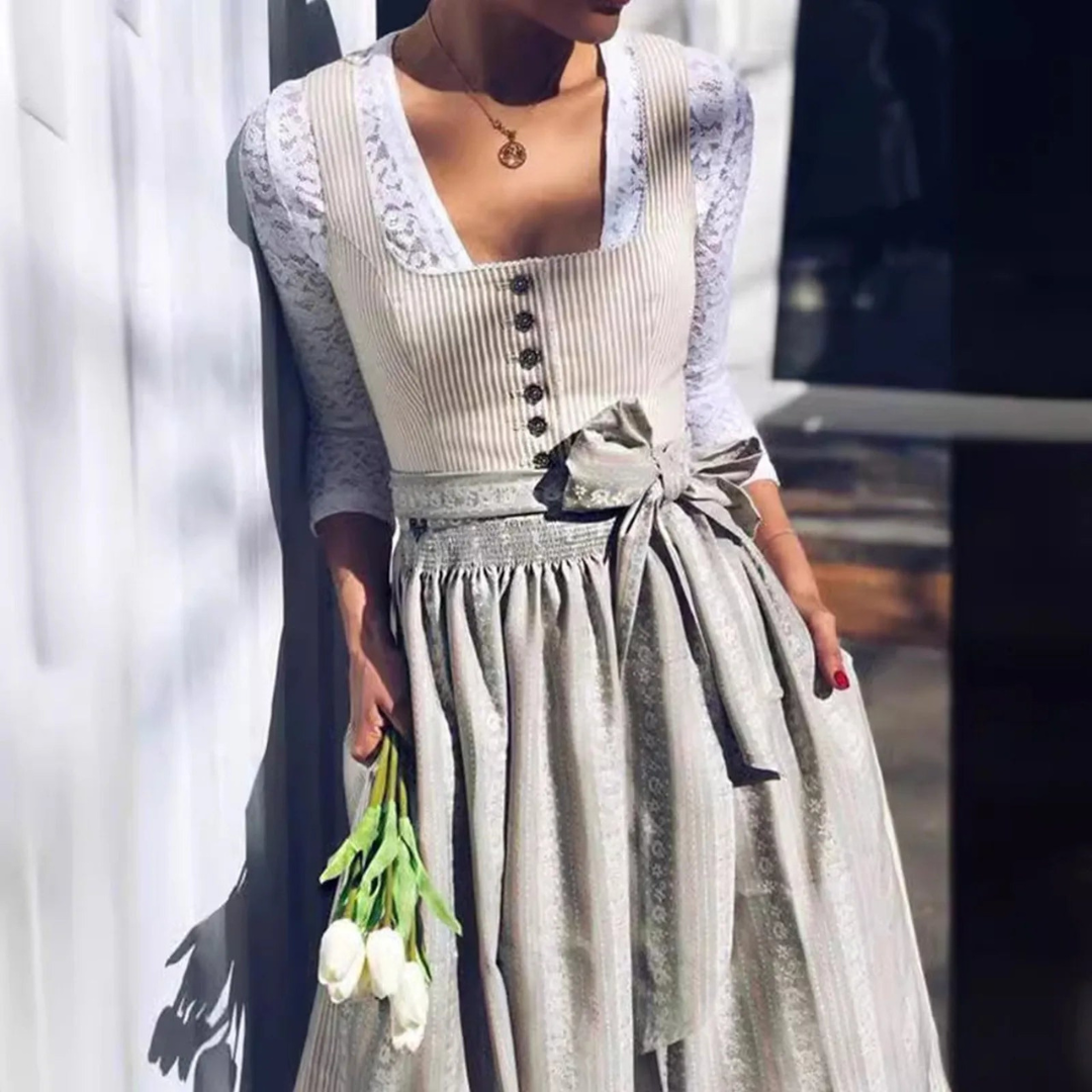 Ribbed Bodice, Flowing Skirt Midi Dress | Oktoberfest