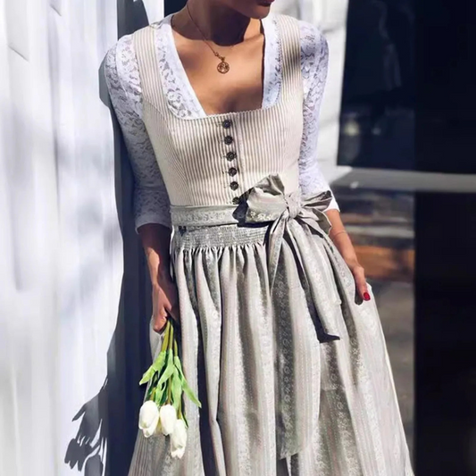 Ribbed Bodice, Flowing Skirt Midi Dress | Oktoberfest