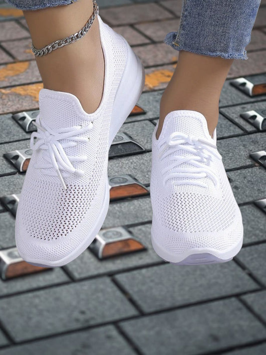 Women's Sneakers with Memory Foam Arch Support, Breathable Design | White