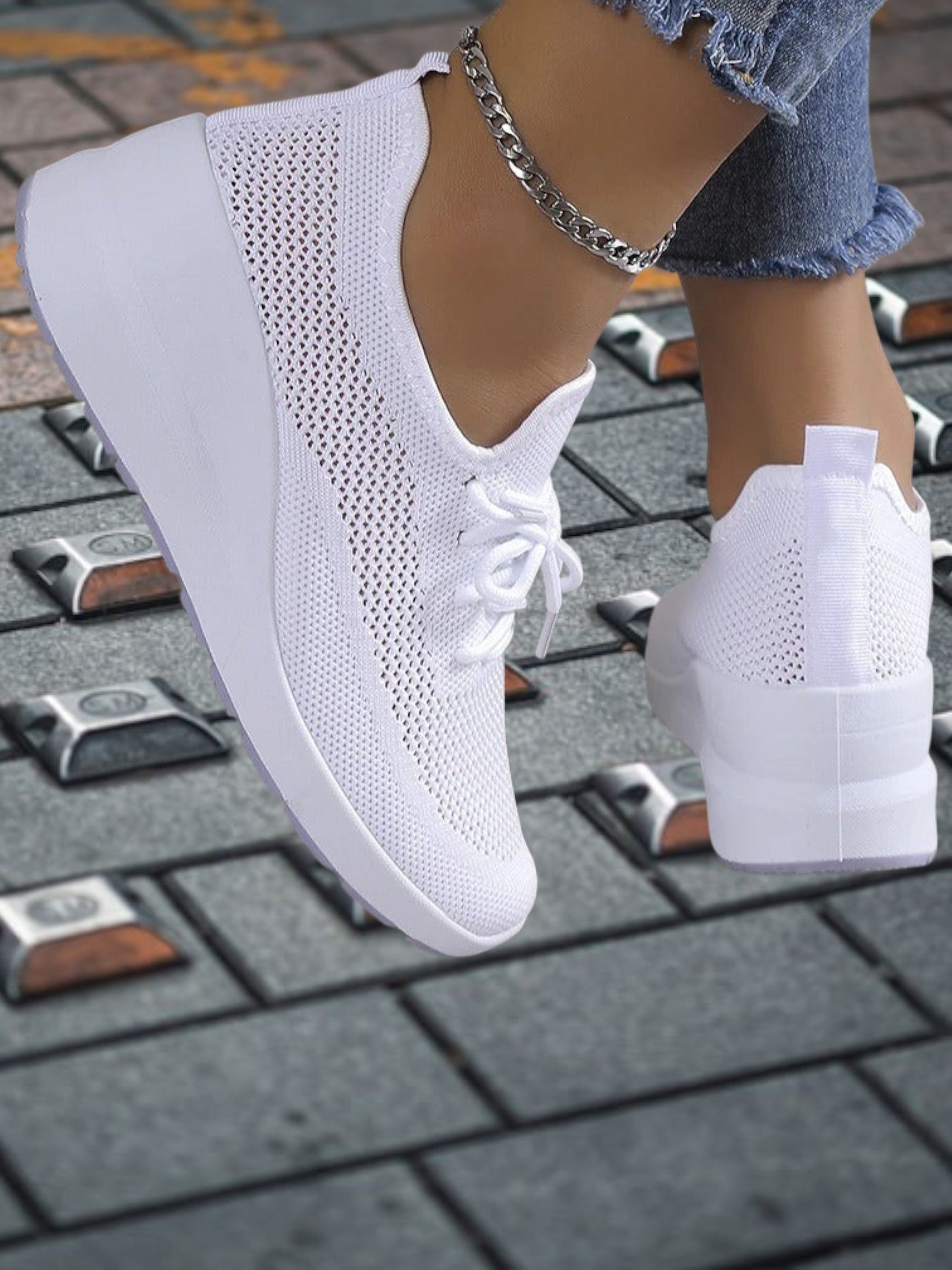 Women's Sneakers with Memory Foam Arch Support, Breathable Design | White 2 
