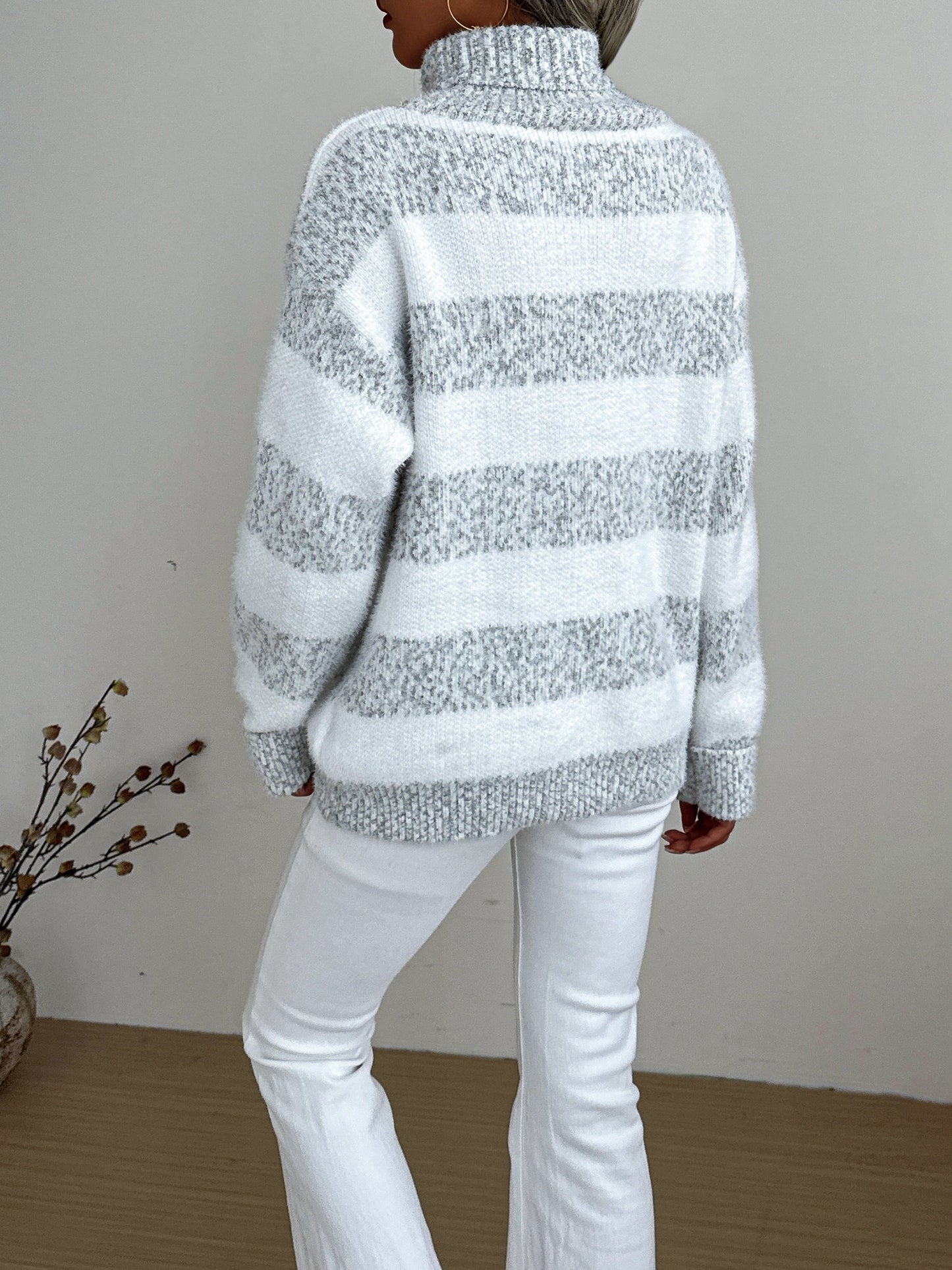 Women's Striped Turtleneck Sweater | Long Sleeve 1