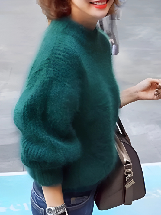 Women's Sweater, Casual Fit | Angora Knit | Green