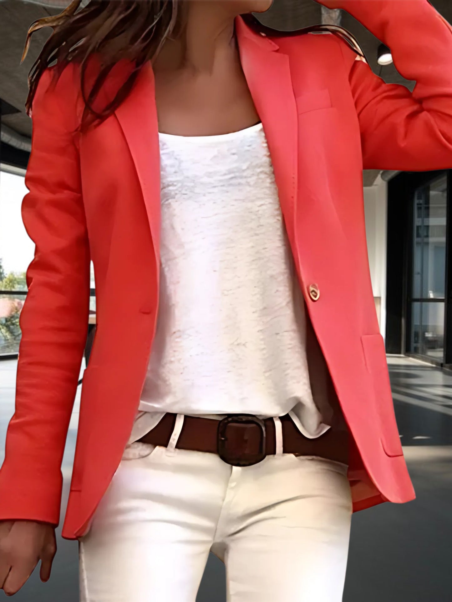 Women's Tailored Fit Blazer with one button closure | Red