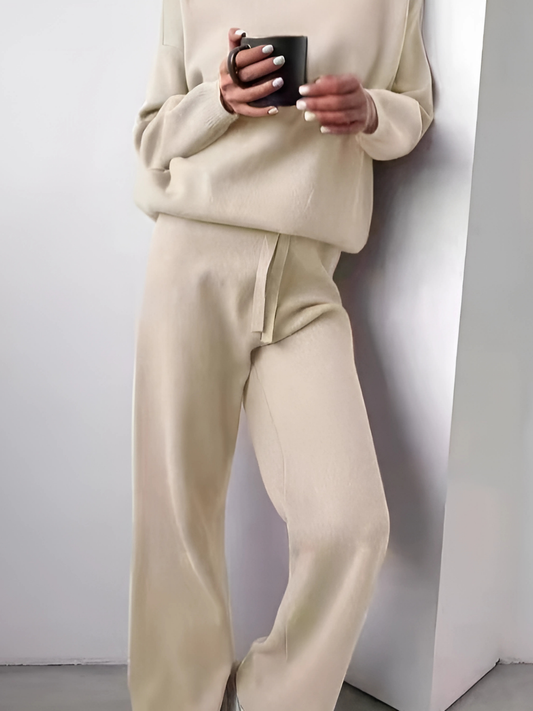 Women's Turtleneck Lounge Set | Soft Cotton | Beige
