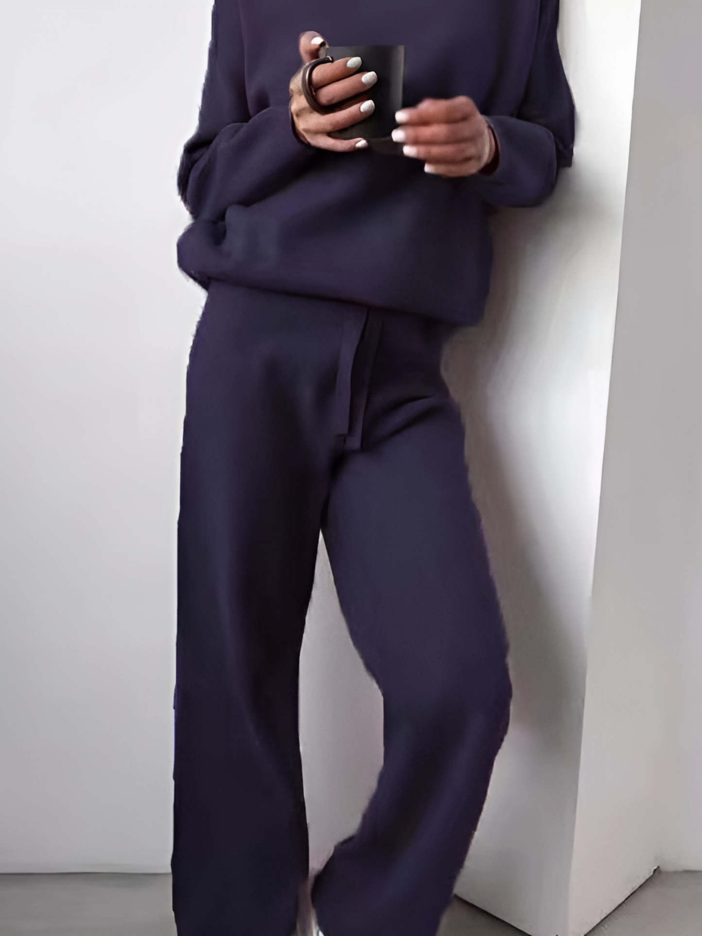 Women's Turtleneck Lounge Set | Soft Cotton | Navy Blue