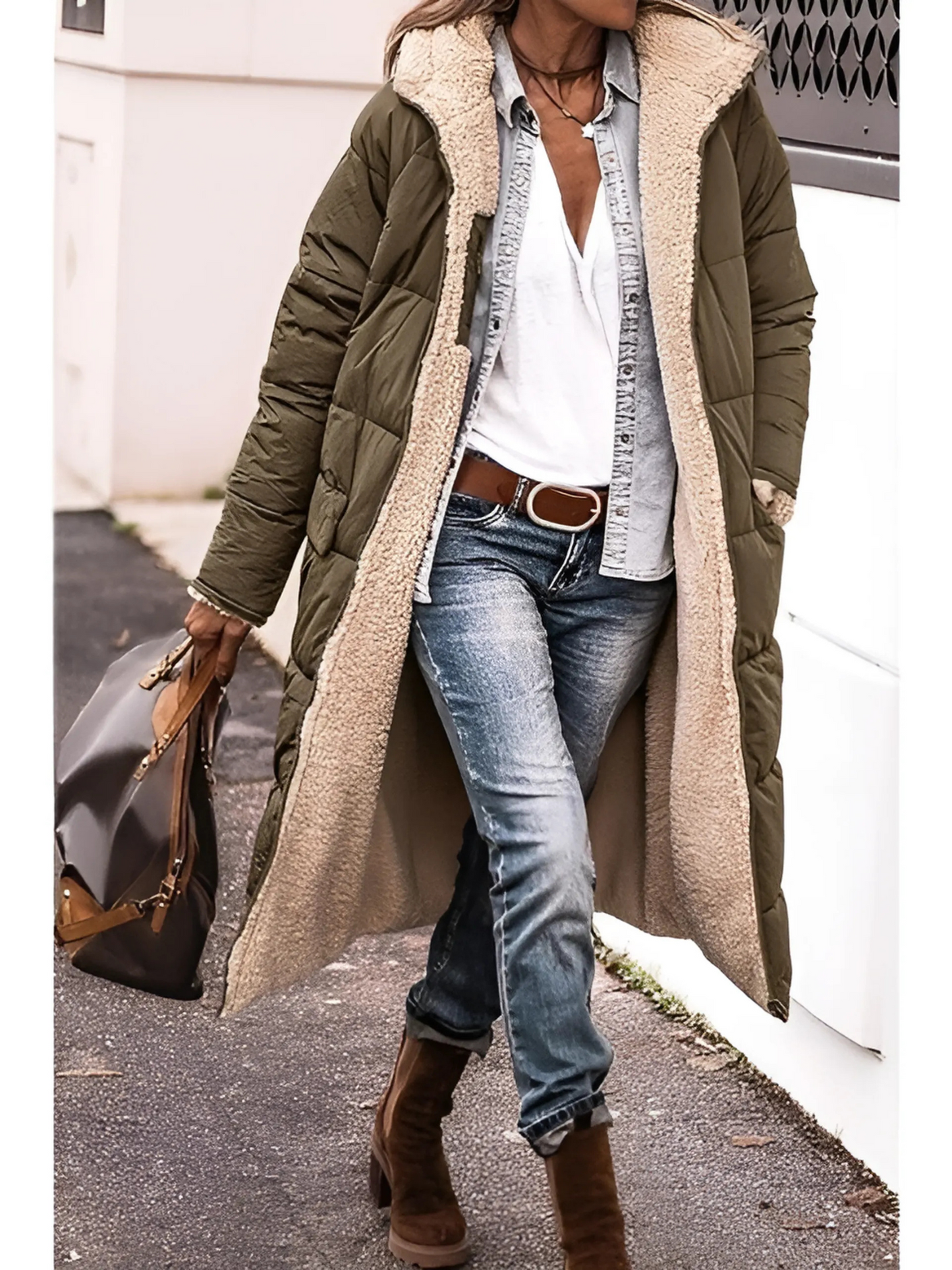 Women's Winter Coats | Reversible, Hooded | Army Green