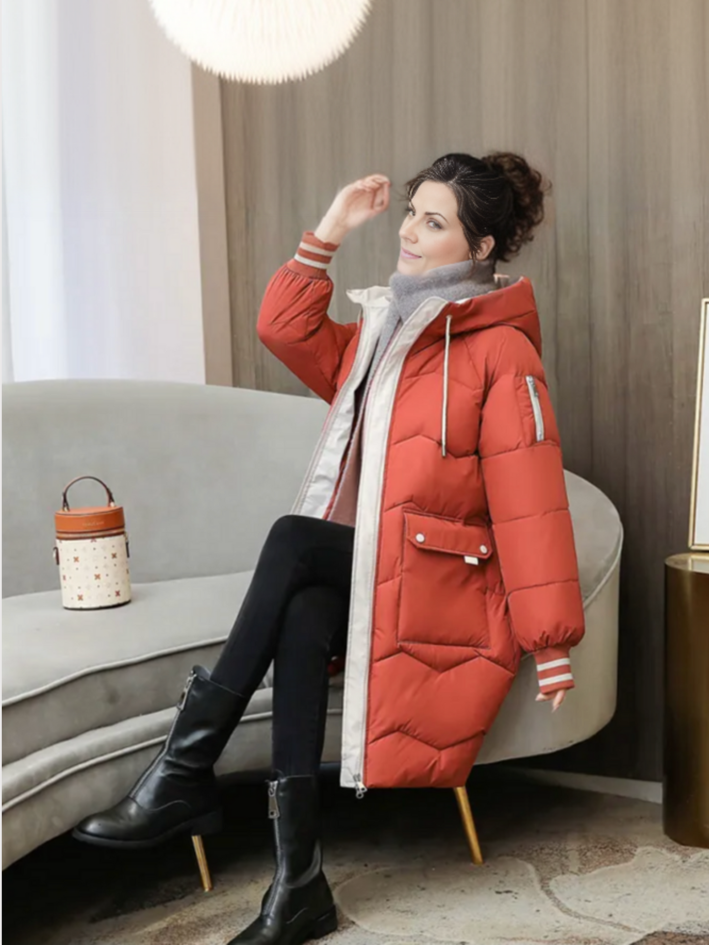 Women's Winter Parka | Long Length, Hooded | Red