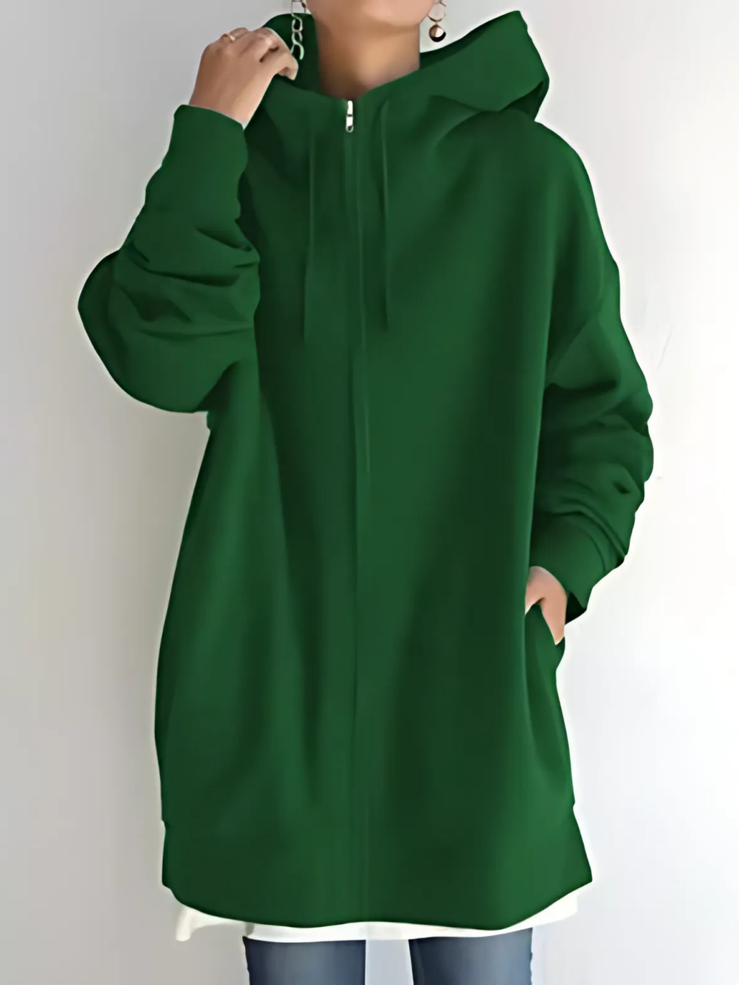 Women's Zip-Up Hoodie | with Pockets | Green