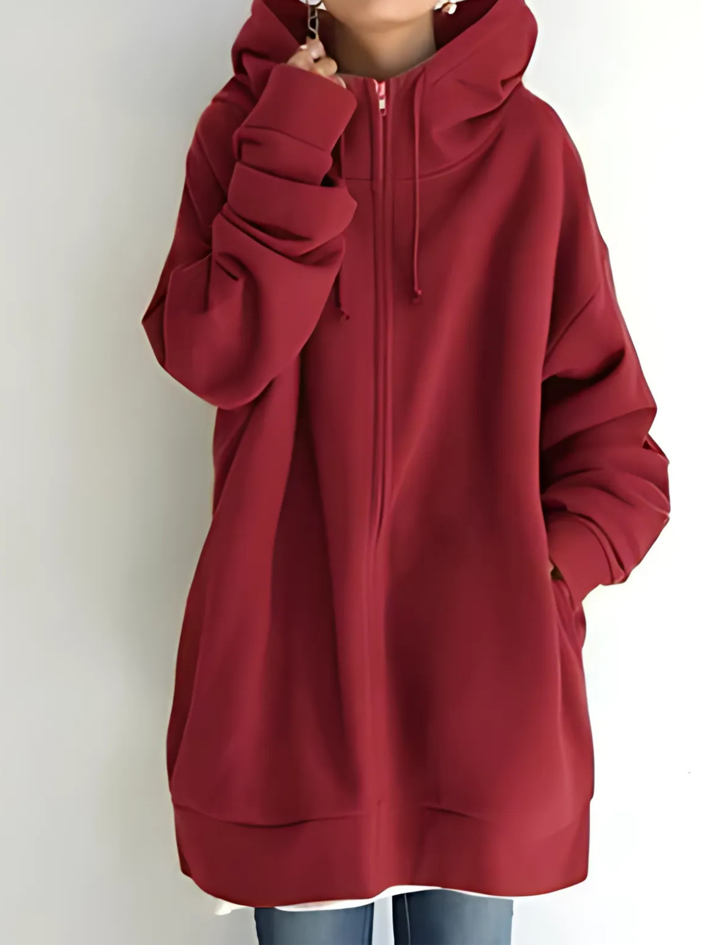 Women's Zip-Up Hoodie | with Pockets | Red