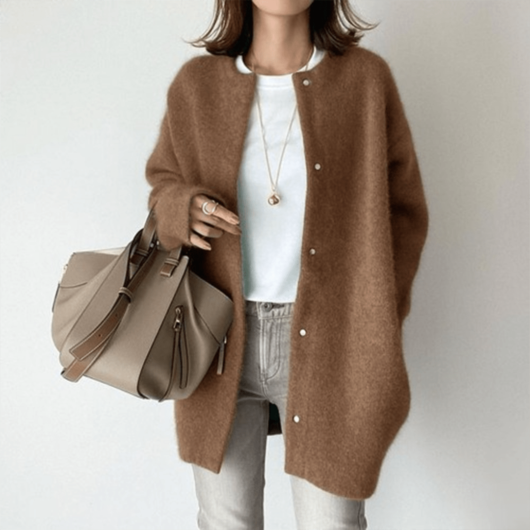Wool Cardigan for Women | Lightweight Warmth | Brown