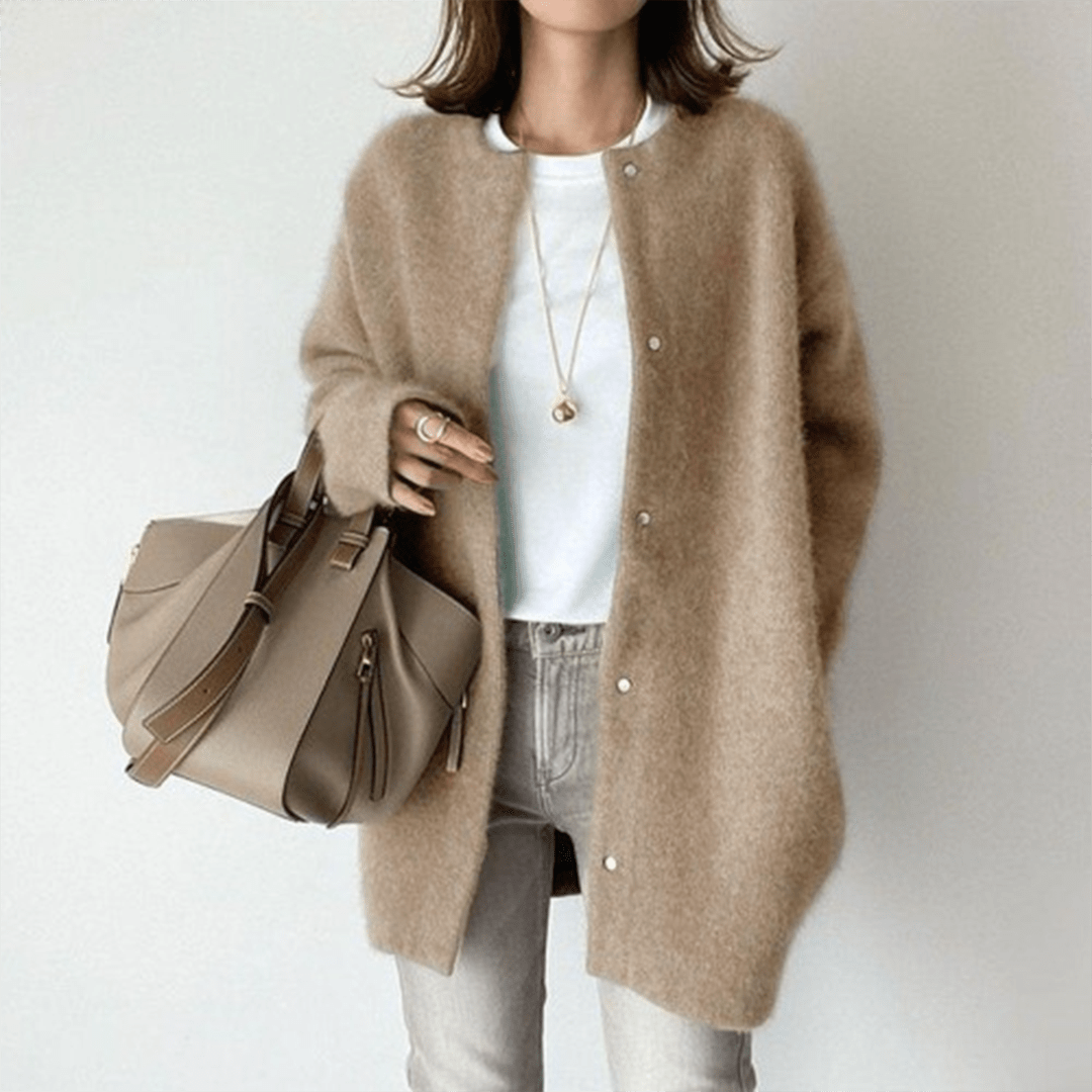 Wool Cardigan for Women | Lightweight Warmth | Khaki