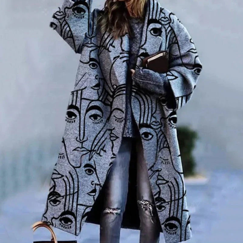 Wool Coat For Women | Elegant, Full-Length Design | Winter | Dark Gray