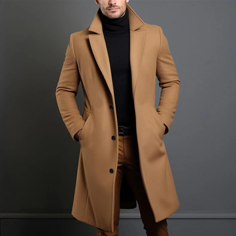 Wool Coat for Men | Weather-Resistant | Brown