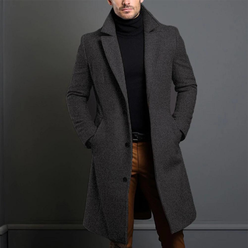Wool Coat for Men | Weather-Resistant | Gray