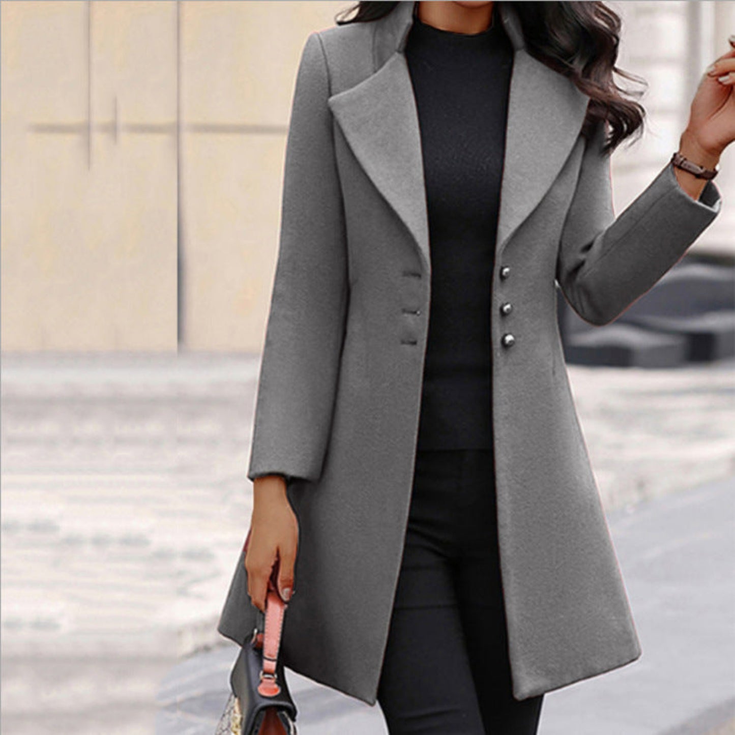 Wool Coat for Women | Tailored Fit, Classic Design | Gray