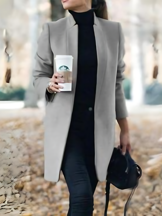 Wool Coat for Women with Stand-Up Collar | Winter | Gray