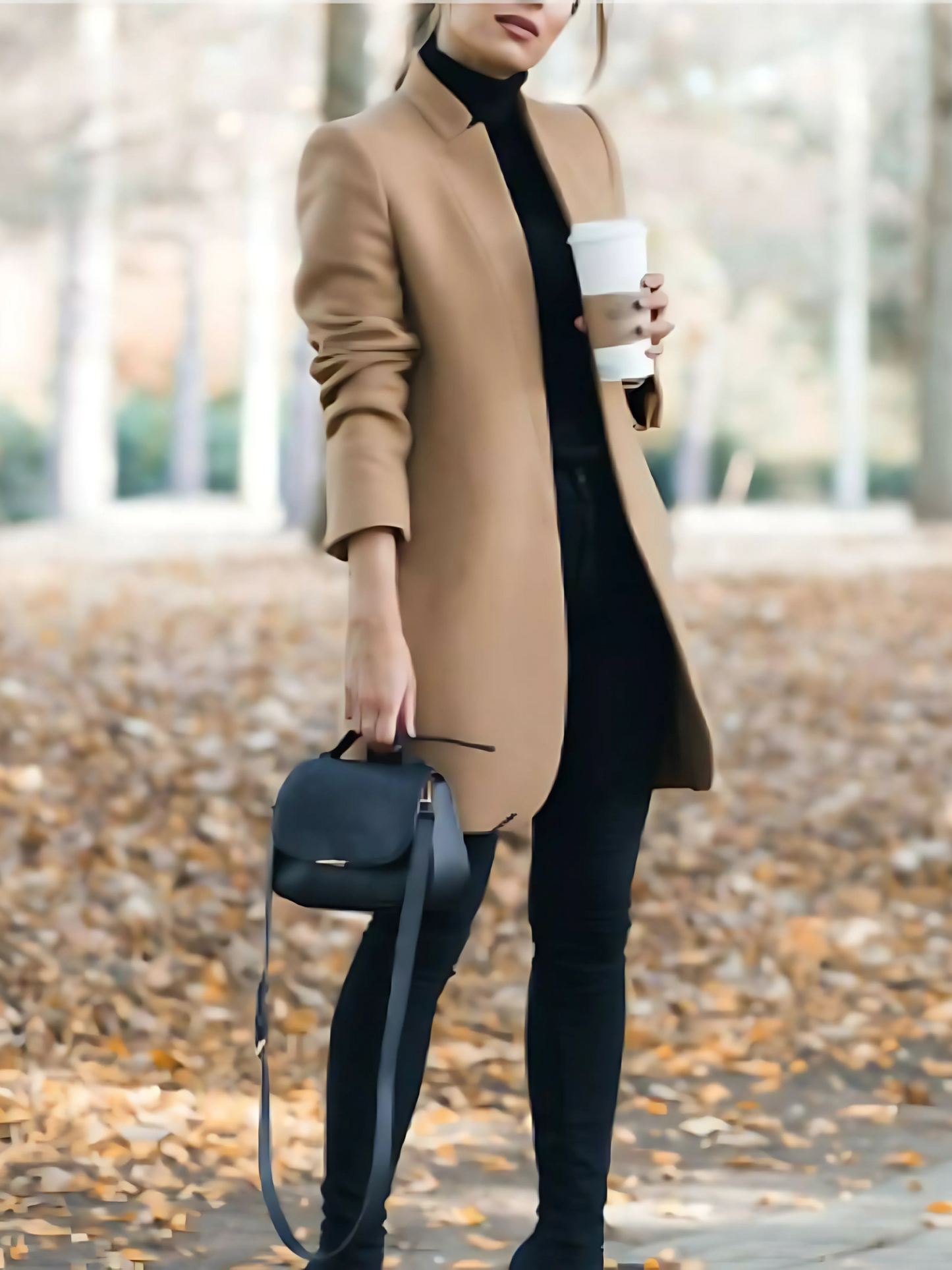 Wool Coat for Women with Stand-Up Collar | Winter | Khaki