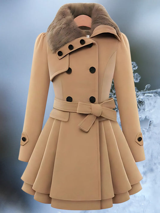 Wool Coat with Belt | Double-Breasted | Beige