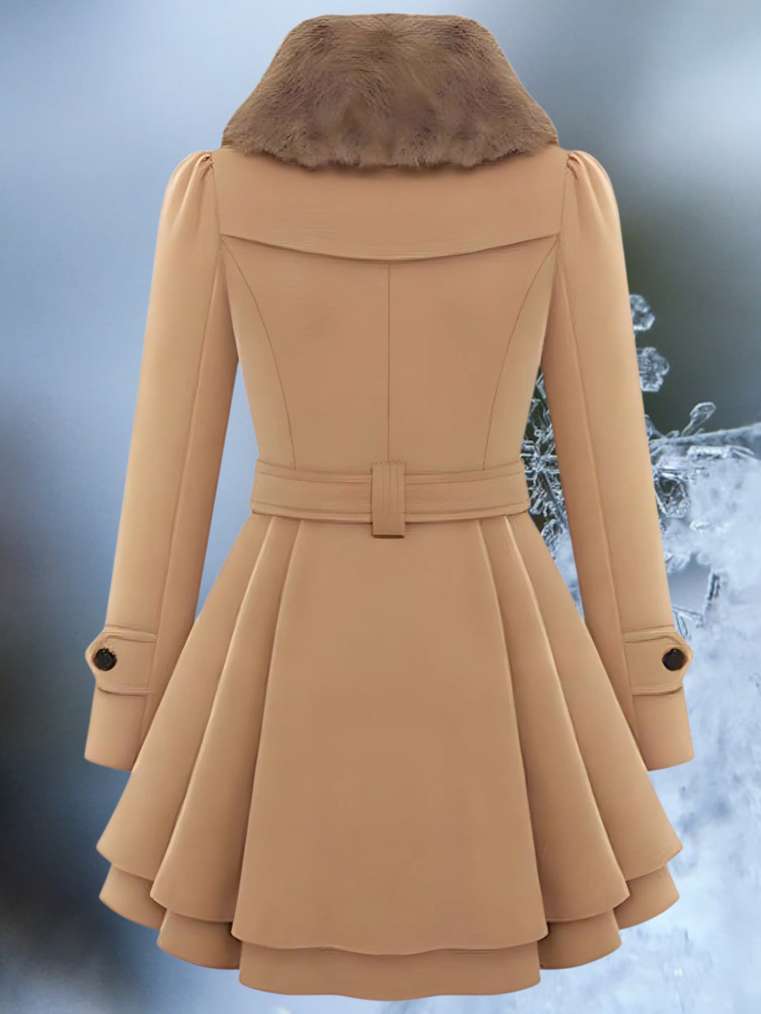 Wool Coat with Belt | Double-Breasted | Beige 1
