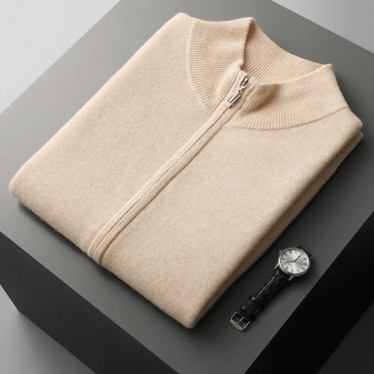 Wool Full-Zip Vest for Men | Sleeveless | Beige