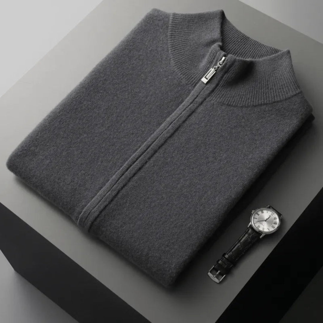 Wool Full-Zip Vest for Men | Sleeveless | Gray