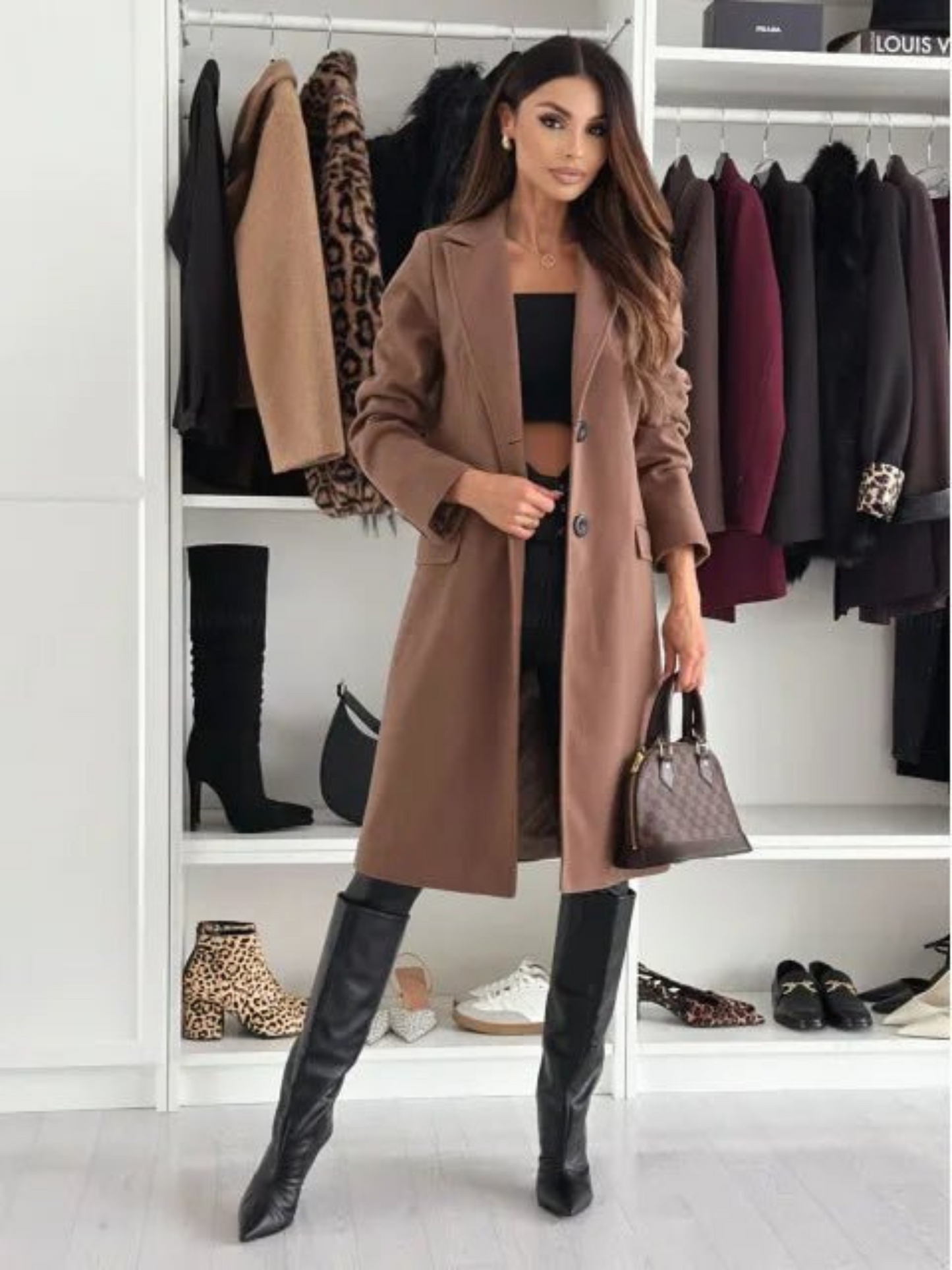 Wool Jacket for Women, Minimalist Design | Winter | Brown1