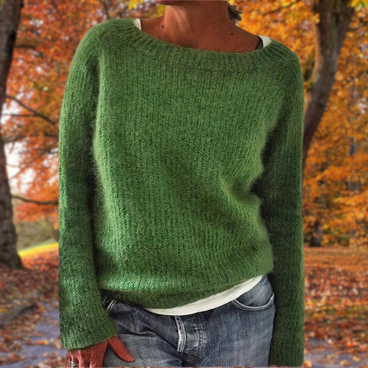 Wool Sweater for Women | Classic Design | Green