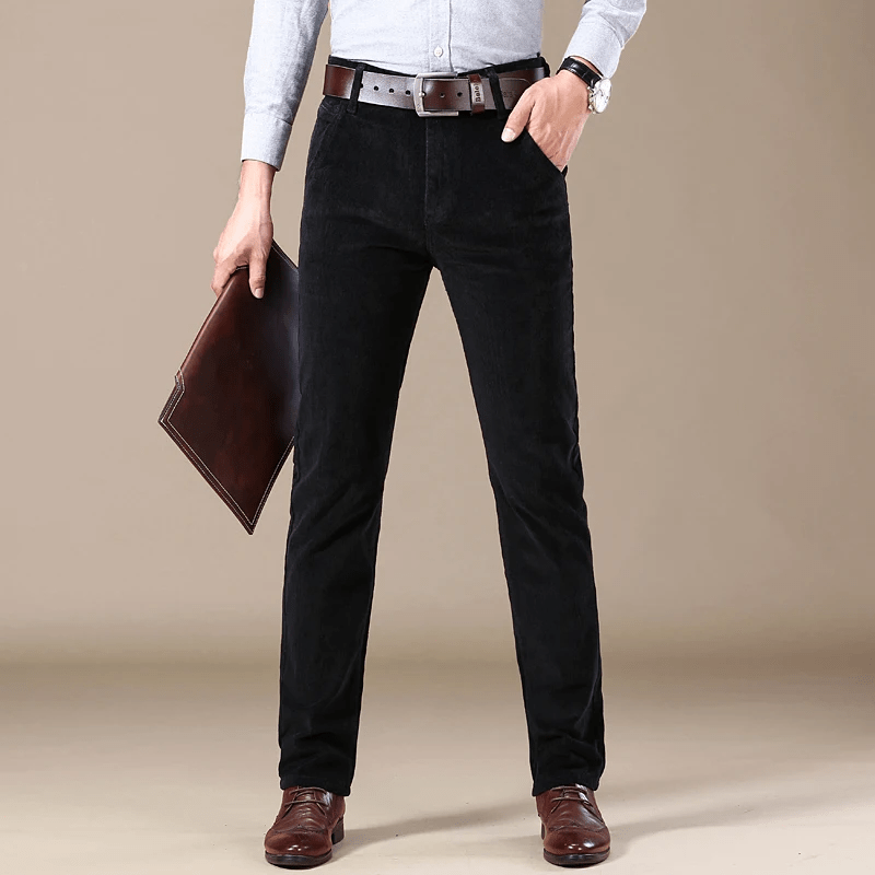 Work Corduroy Trousers for Men | Slim Fit | Black