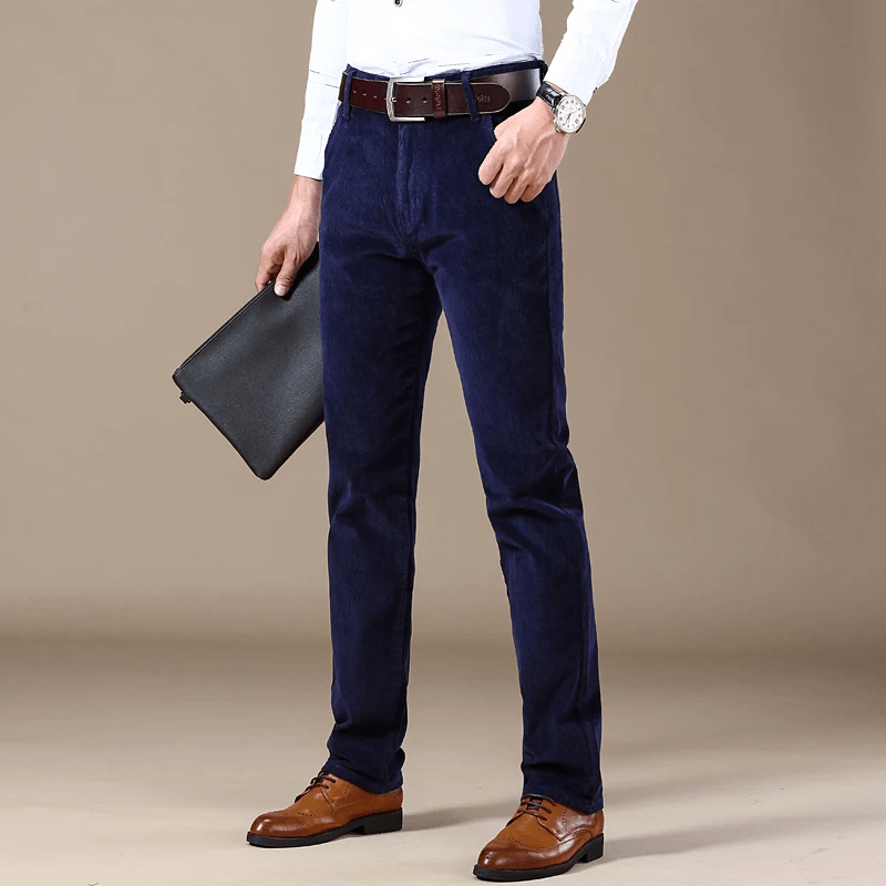 Work Corduroy Trousers for Men | Slim Fit | Navy blue