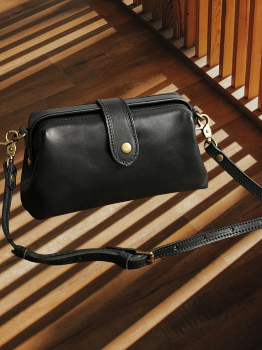 Zana | Vintage-Inspired Women's Tote Bag with Double Closure and Spacious Interior | Black