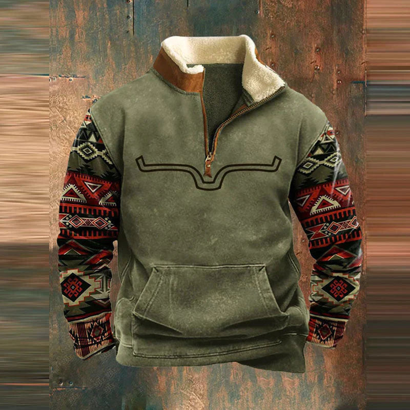 Zip-Up Sweater for Men | Regular Fit | Army green