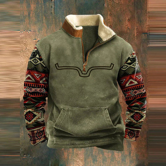 Zip-Up Sweater for Men | Regular Fit | Army green