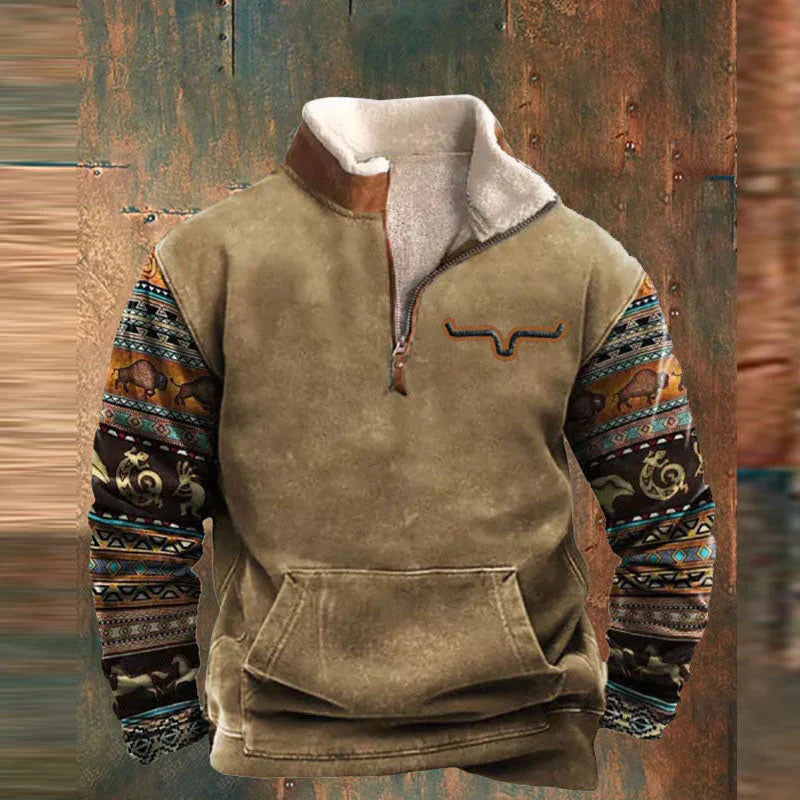 Zip-Up Sweater for Men | Regular Fit | Khaki