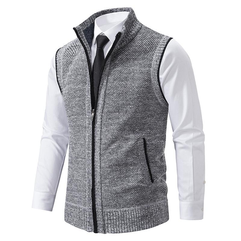 Zip Front, Mock Neck Vest for Men | Regular Fit | Gray