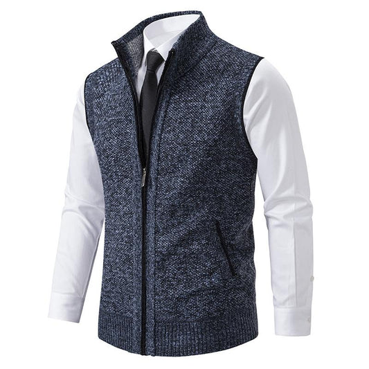 Zip Front, Mock Neck Vest for Men | Regular Fit | Navy Blue