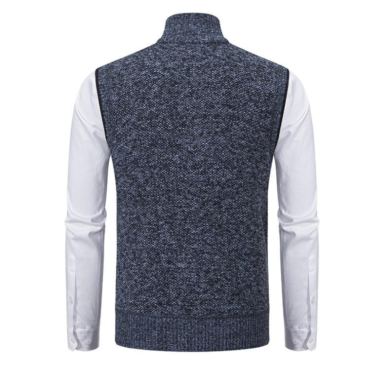 Zip Front, Mock Neck Vest for Men | Regular Fit | Navy Blue1
