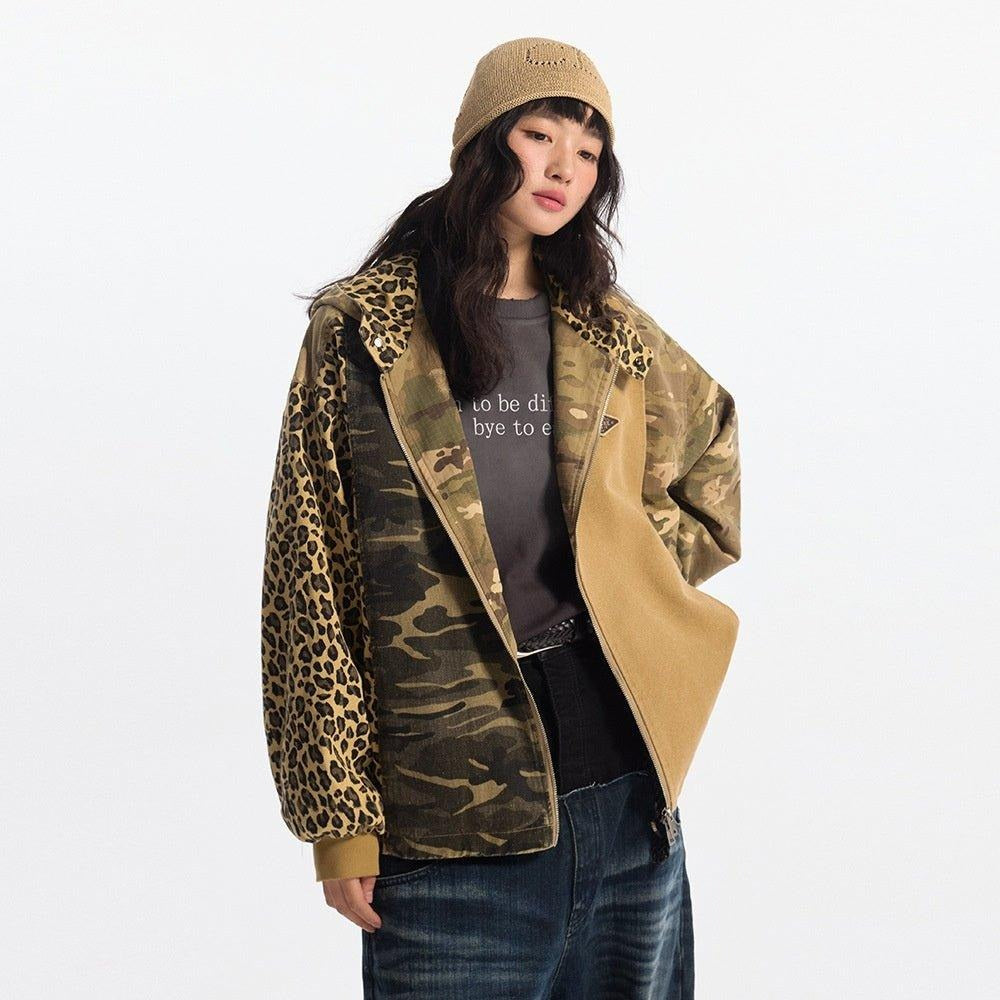 Unisex Camouflage Hooded Denim Jacket – Casual Patchwork Design for All Seasons