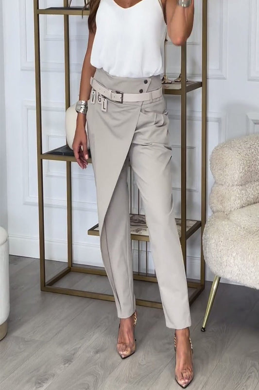 Chic Patchwork Casual Trousers